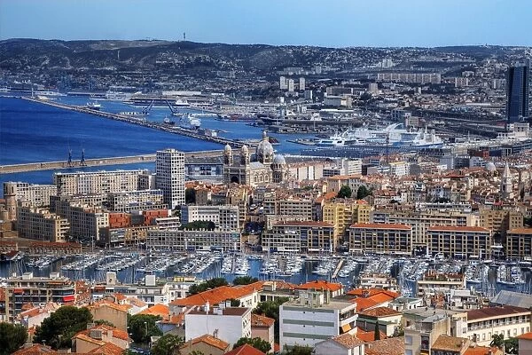 View of Marseille City and Cathedral, Marseille, France