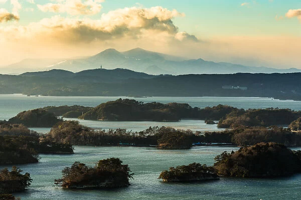 The view of Matsushima Bay, Miyagi, Japan, from Otakamori, in winter afternoon