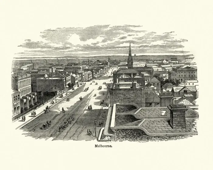 Framed Print : View of Melbourne, Australia, 19th Century Framed Print : View of Melbourne, Australia, 19th Century