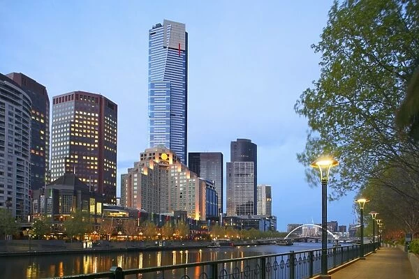 View of Melbourne with both riversides at dawn
