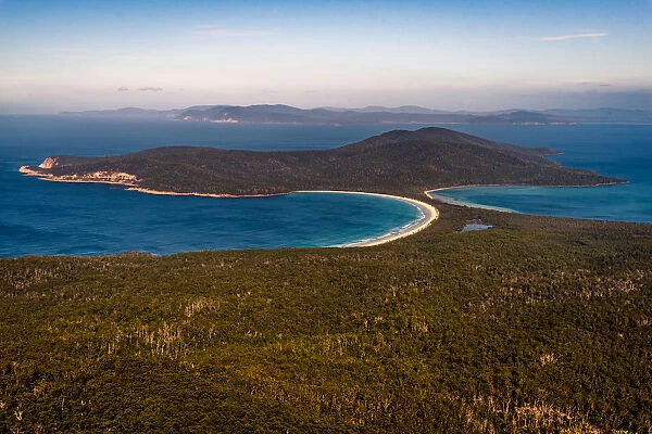 View from the top of Mount Maria to Maria Island Isthmus, Tasmania