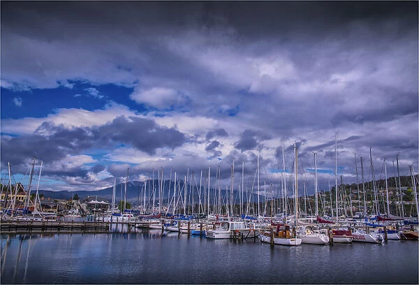 View to Mount Wellington from the Yacht club at Bellerive, Hobart, Tasmania