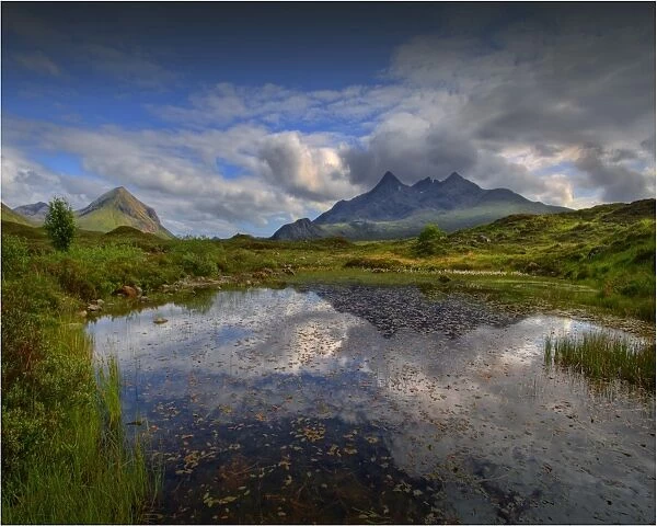 A view to the mountain range know as the Cuillins on the Isle of Skye, Inner Hebrides, Scotland