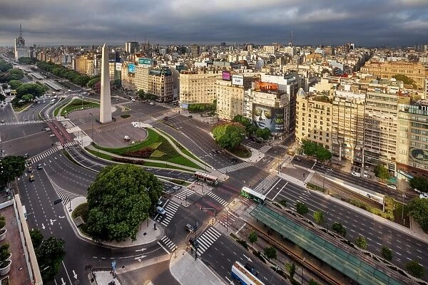 View Of The Obelisk Of Buenos Aires and 9 De Julio Avenue, Argentina, South America