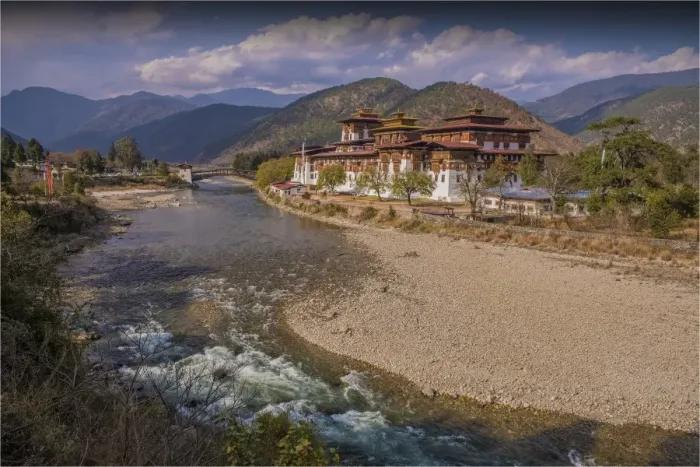Framed Print : A view of the Panukha Dzong, in East central Bhutan Framed Print : A view of the Panukha Dzong, in East central Bhutan
