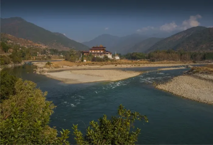 Framed Print : A view of the Panukha Dzong, in East central Bhutan Framed Print : A view of the Panukha Dzong, in East central Bhutan