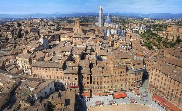 View of Piazza Del Campo & Siena Cathedral, Italy