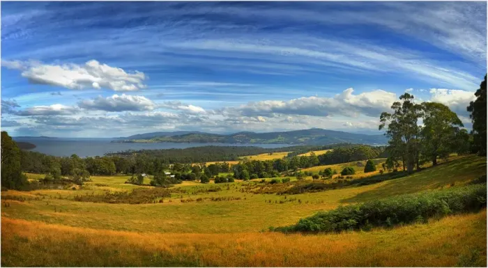 Framed Print : View to Port Franklin, in the southern area of the island state, Tasmania, Australia