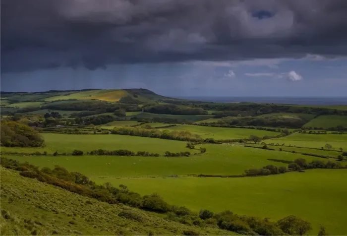 Framed Print : A view over the Purbeck hills, Dorset, England, United Kingdom