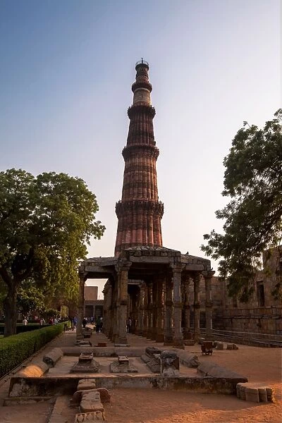 View of Qutub Minar in Qutb Complex, Mehrauli, Delhi, India