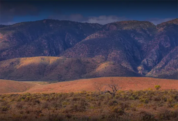 Framed Print : View to the remote and spectacular mountains of the Flinders Ranges in outback South Australia