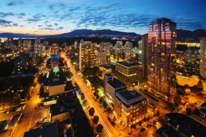 Framed Print : View of Robson Street, Vancouver, British Columbia, Canada Framed Print : View of Robson Street, Vancouver, British Columbia, Canada