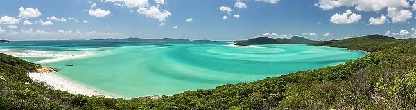 View of a sandy Beach, Whitehaven Beach and Hill Inlet, Great Barrier Reef Marine Park, Whitsunday Islands National Park, Whitsunday Island, Queensland