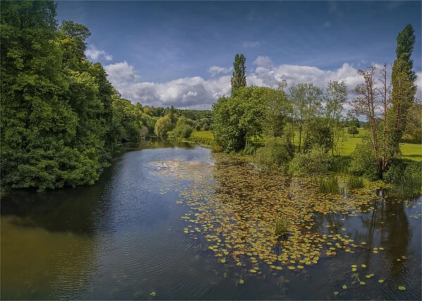 A view of the Stour river at Blandford Forum, Dorset, England, United Kingdom