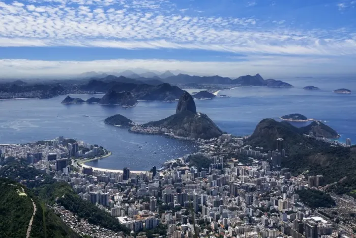 Framed Print : View Of Sugarloaf Mountain, Botafogo And The City of Rio De Janeiro, Brazil, South America