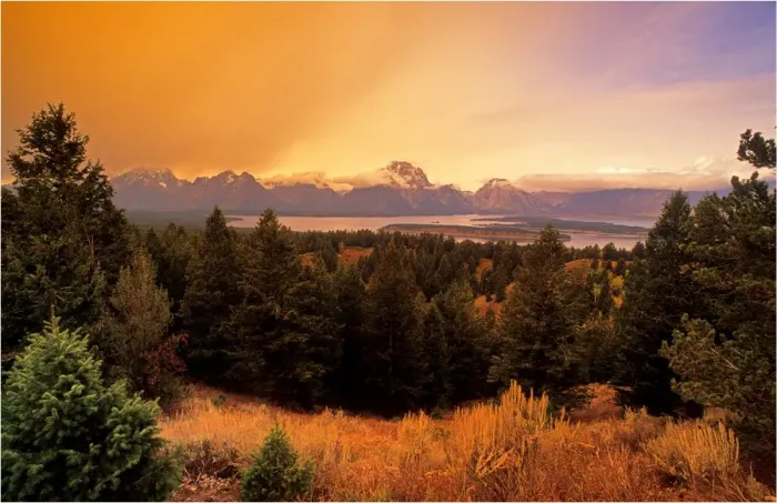 Framed Print : The view from the summit of Signal mountain to the Teton Range, Wyoming, USA