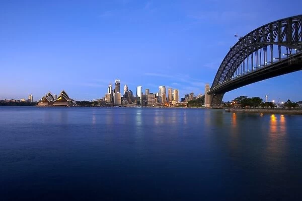 View of Sydney Opera House and Harbour Bridge, Sydney, Australia