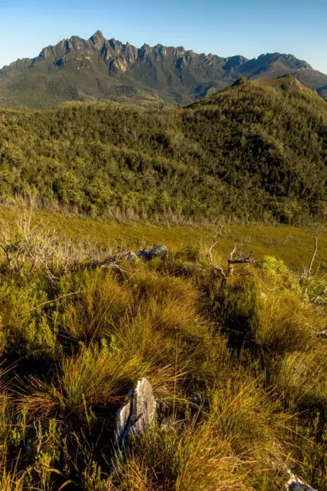 Framed Print : View to West Portal from Eastern Arthur Range, Southwest Tasmania