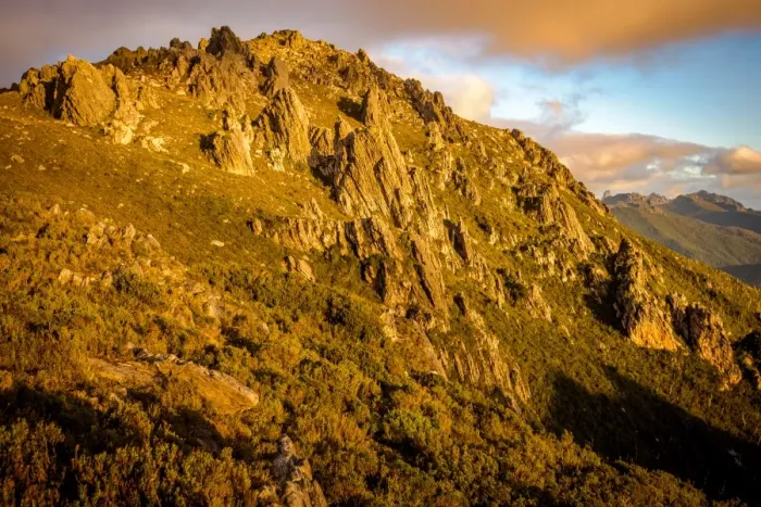 Framed Print : View to West Portal and Eastern Arthurs in Western Arthurs Range, Southwest Tasmania