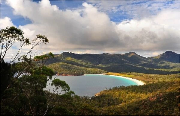 A view of Wine-Glass bay, east coastline of Tasmania, Australia