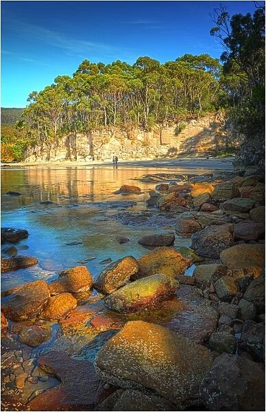 Views along the pristine coastline of Adventure bay, South Bruny Island, Tasmania