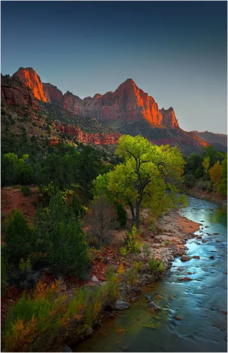 Framed Print : Virgin River Zion national Park in south western United States