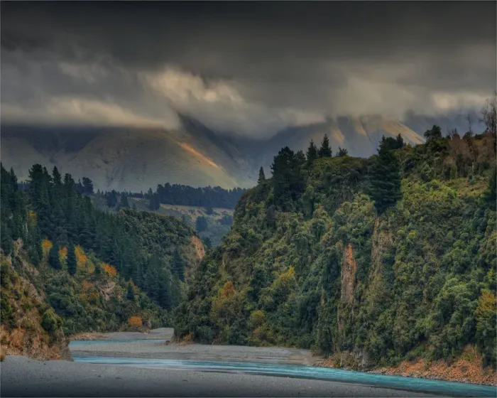 Framed Print : Waimakariri River gorge, South Island, New Zealand