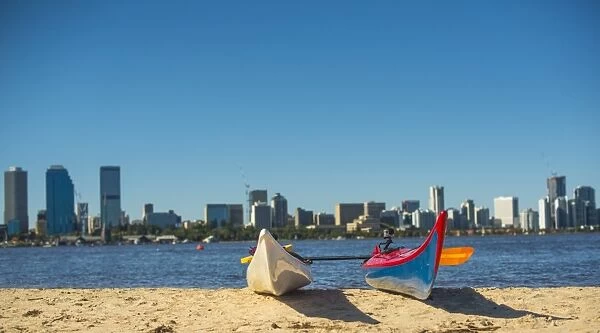Two water kayaks on south Perth shore, Western Australia