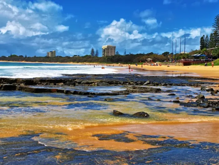 Framed Print : Water, sand, rocks and sky at the beach