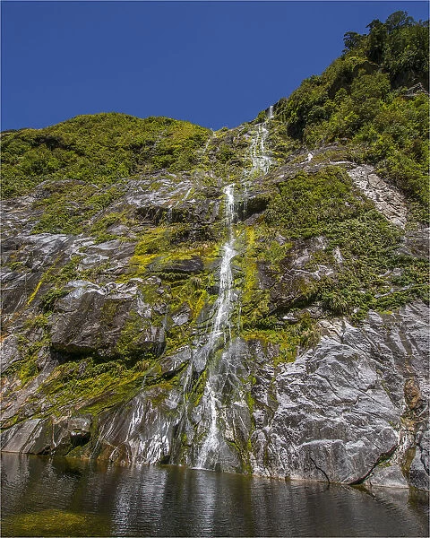 Waterfall in the Clinton Valley, Milford track, South Island, New Zealand