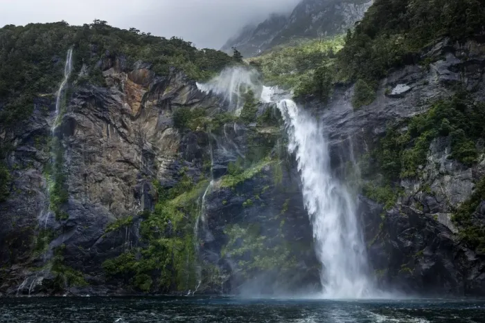 Framed Print : Waterfall, Milford Sound