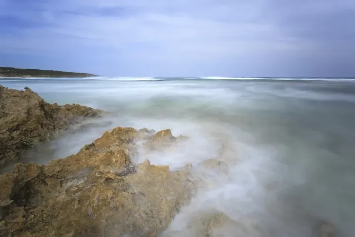 Framed Print : Waves and rocks