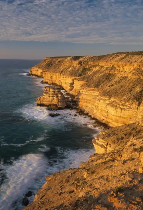 Framed Print : Western Australia, Kalbarri Nature Reserve, cliffs and sea, sunset