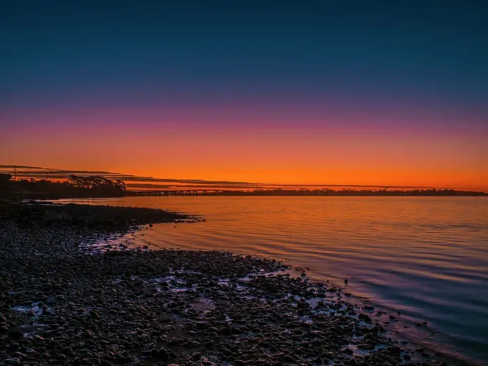 Framed Print : Western-port dawn light, San Remo, Bass Coast, Victoria, Australia Framed Print : Western-port dawn light, San Remo, Bass Coast, Victoria, Australia