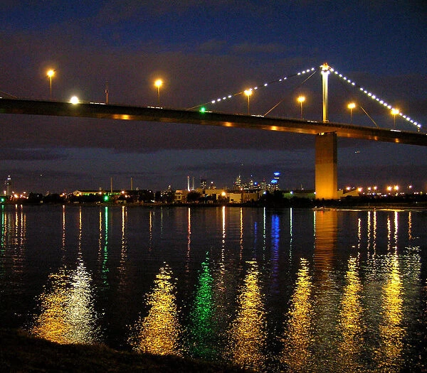 Westgate Bridge over the Yarra River at night