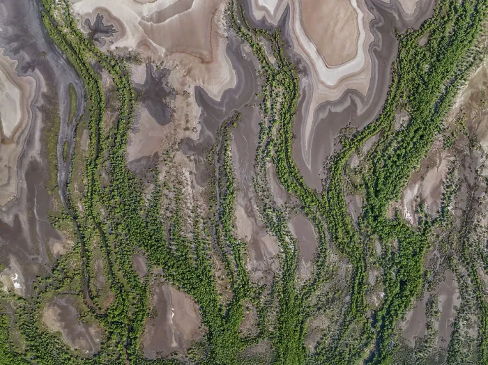 Framed Print : Wetlands of the King River photographed from a drone point of view, The Kimberley, Western Australia, Australia