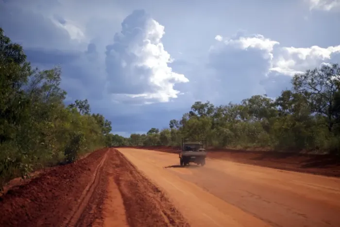 Framed Print : Four Wheel Drive driving through Australian bush