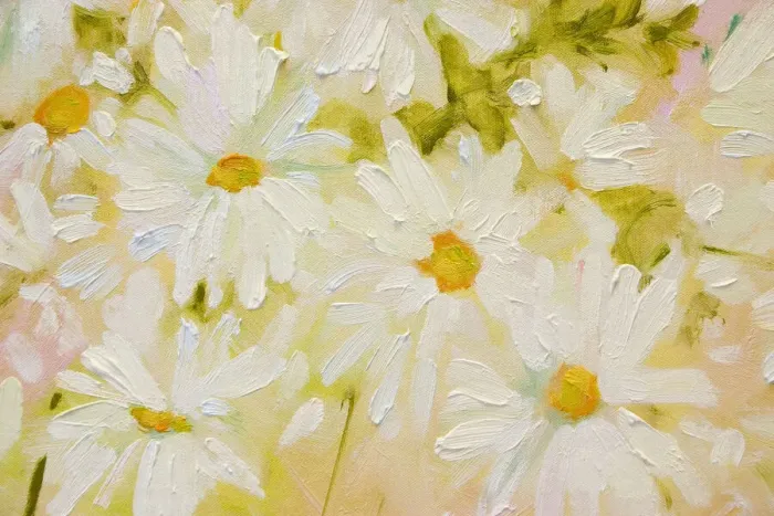 Framed Print : White Daisies Oil Painting Framed Print : White Daisies Oil Painting