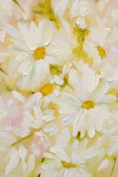 Framed Print : White Daisies Oil Painting Framed Print : White Daisies Oil Painting