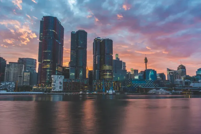 Framed Print : Wide Angle View of Barangaroo at Dawn