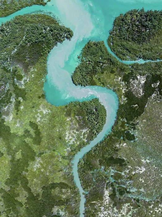 Framed Print : Willie Creek estuary photographed from a drone point of view, Western Australia, Australia