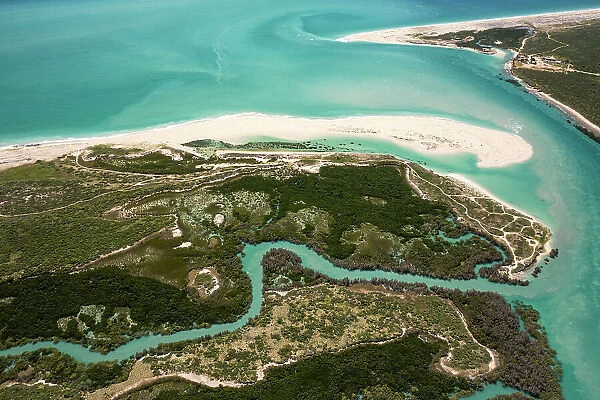 Willie Creek estuary shot from an aerial point of view, Western Australia, Australia