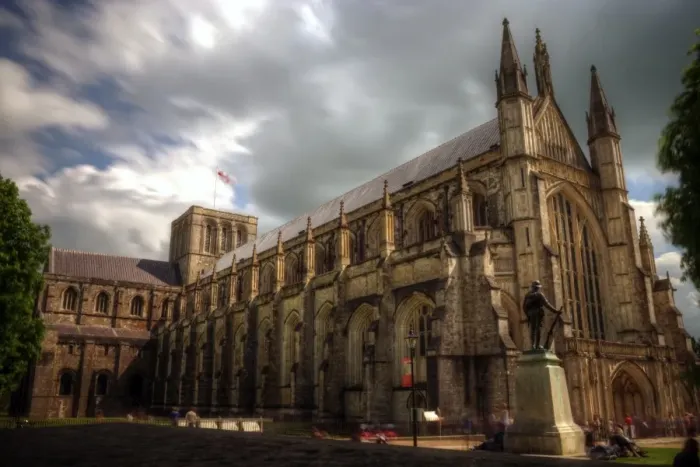 Framed Print : Winchester Gothic Cathedral close up