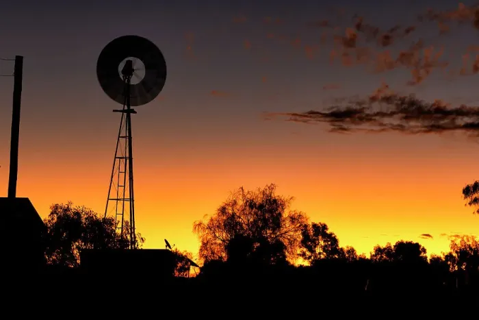Framed Print : Windmill out in the country at sunset Framed Print : Windmill out in the country at sunset