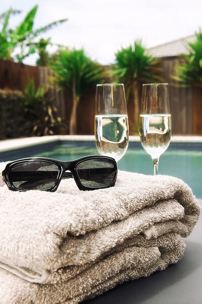 wine by the pool