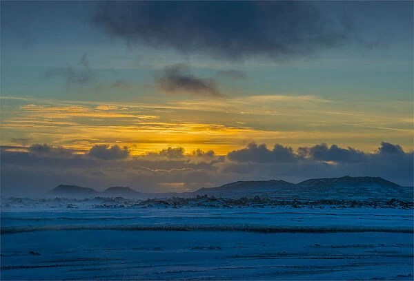 Winter dusk at Arnarstapi, in Iceland