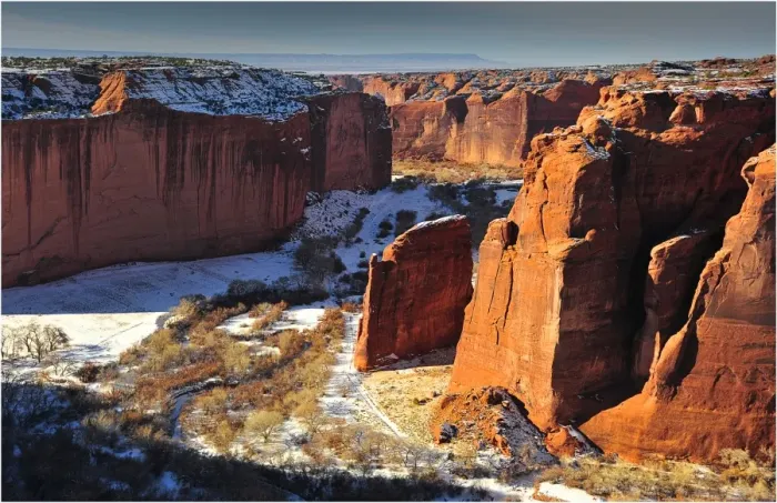 Framed Print : A winter mantle of snow in Canyon De Chelly, Arizona, Western united States of America