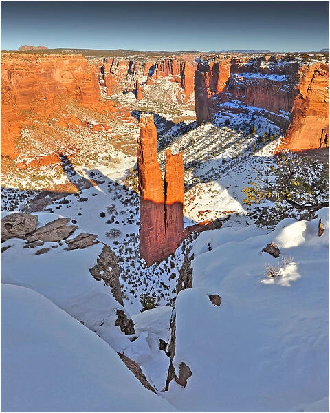 A winter mantle of snow in Canyon De Chelly, Arizona, Western united States of America