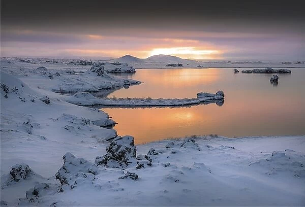 Winter scene at Dimmuborgir in Iceland