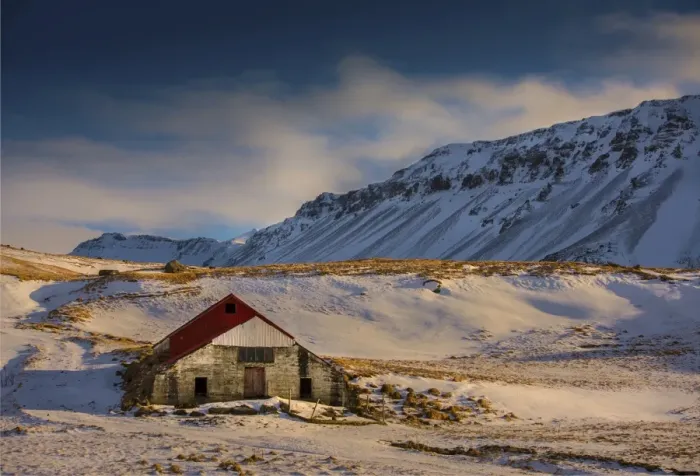 Framed Print : Winter scene at Hella, southwest Iceland